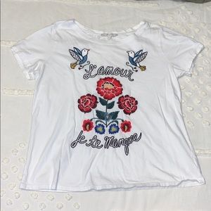 White Embroidered Tee